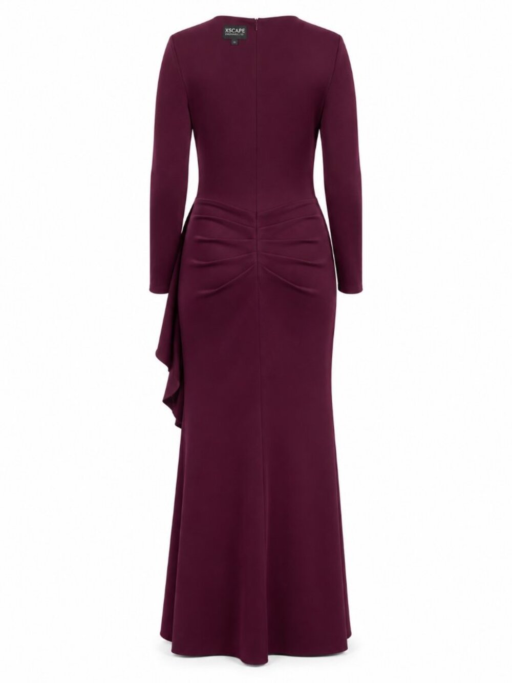 Xscape Plus Size Wine Scuba Square Neck Ruffle Side Gown NWT - Picture 6 of 6